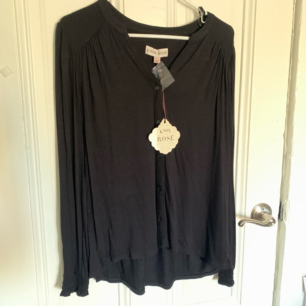 Knox Rose Black Long Sleeve Blouse